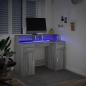Preview: LED-Schreibtisch Grau Sonoma 120x55x91 cm Holzwerkstoff