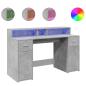 Preview: LED-Schreibtisch Betongrau 140x55x91 cm Holzwerkstoff