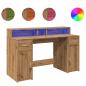Preview: LED-Schreibtisch Artisan-Eiche 140x55x91 Holzwerkstoff