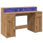 Preview: LED-Schreibtisch Artisan-Eiche 140x55x91 Holzwerkstoff