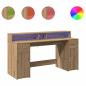 Preview: LED-Schreibtisch Artisan-Eiche 160x55x91 Holzwerkstoff