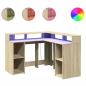 Preview: LED-Schreibtisch Sonoma-Eiche 130x130x91 cm Holzwerkstoff