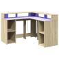 Preview: LED-Schreibtisch Sonoma-Eiche 130x130x91 cm Holzwerkstoff