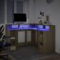 Preview: LED-Schreibtisch Sonoma-Eiche 130x130x91 cm Holzwerkstoff