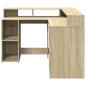 Preview: LED-Schreibtisch Sonoma-Eiche 130x130x91 cm Holzwerkstoff
