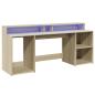 Preview: LED-Schreibtisch Sonoma-Eiche 200x55x91 cm Holzwerkstoff