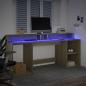Preview: LED-Schreibtisch Sonoma-Eiche 200x55x91 cm Holzwerkstoff