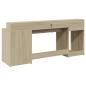 Preview: LED-Schreibtisch Sonoma-Eiche 200x55x91 cm Holzwerkstoff