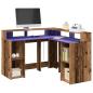 Preview: ARDEBO.de - LED-Schreibtisch Altholz-Optik 130x130x91 cm Holzwerkstoff
