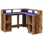 Preview: LED-Schreibtisch Altholz-Optik 130x130x91 cm Holzwerkstoff