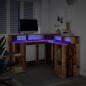Preview: LED-Schreibtisch Altholz-Optik 130x130x91 cm Holzwerkstoff