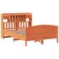 Preview: Massivholzbett mit Regal ohne Matratze Wachsbraun 160x200 cm