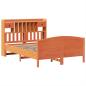 Preview: Massivholzbett mit Regal ohne Matratze Wachsbraun 140x200 cm