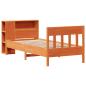 Preview: Massivholzbett mit Regal ohne Matratze Wachsbraun 75x190 cm