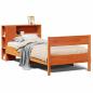 Preview: Massivholzbett mit Regal ohne Matratze Wachsbraun 75x190 cm