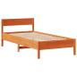 Preview: Massivholzbett mit Regal ohne Matratze Wachsbraun 75x190 cm