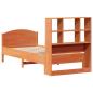 Preview: Massivholzbett mit Regal ohne Matratze Wachsbraun 90x200 cm