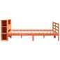 Preview: Massivholzbett mit Regal ohne Matratze Wachsbraun 200x200 cm