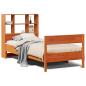 Preview: Massivholzbett mit Regal ohne Matratze Wachsbraun 100x200 cm