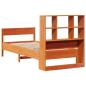 Preview: Massivholzbett mit Regal ohne Matratze Wachsbraun 100x200 cm