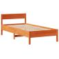 Preview: Massivholzbett mit Regal ohne Matratze Wachsbraun 100x200 cm