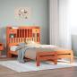 Preview: ARDEBO.de - Massivholzbett mit Regal ohne Matratze Wachsbraun 135x190 cm