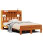 Preview: Massivholzbett mit Regal ohne Matratze Wachsbraun 135x190 cm