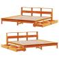 Preview: Massivholzbett mit Regal ohne Matratze Wachsbraun 200x200 cm