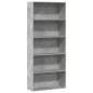 Preview: ARDEBO.de - Bücherregal Betongrau 80x30x189 cm Holzwerkstoff