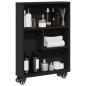 Preview: ARDEBO.de - Aufbewahrungswagen Schmal Schwarz 48x13x68 cm Holzwerkstoff