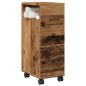 Preview: ARDEBO.de - Badschrank Schmal mit Rollen Altholz-Optik Holzwerkstoff