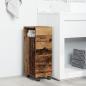 Preview: Badschrank Schmal mit Rollen Altholz-Optik Holzwerkstoff