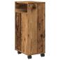 Preview: Badschrank Schmal mit Rollen Altholz-Optik Holzwerkstoff