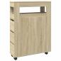 Preview: Schmaler Badschrank mit Rädern Sonoma-Eiche Holzwerkstoff