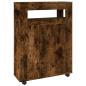 Preview: Badschrank Schmal mit Rollen Räuchereiche Holzwerkstoff