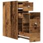 Preview: Badschrank Schmal mit Rollen Altholz-Optik Holzwerkstoff