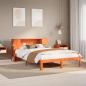 Preview: ARDEBO.de - Massivholzbett mit Regal ohne Matratze Wachsbraun 140x200 cm