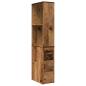 Preview: Badschrank Schmal mit Rollen Altholz-Optik Holzwerkstoff
