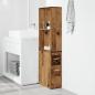 Preview: Badschrank Schmal mit Rollen Altholz-Optik Holzwerkstoff