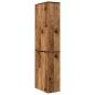 Preview: Badschrank Schmal mit Rollen Altholz-Optik Holzwerkstoff