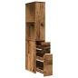 Preview: Badschrank Schmal mit Rollen Altholz-Optik Holzwerkstoff