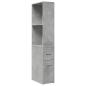 Preview: Badschrank Schmal mit Rollen Betongrau Holzwerkstoff