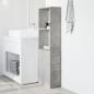 Preview: Badschrank Schmal mit Rollen Betongrau Holzwerkstoff