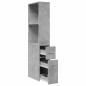 Preview: Badschrank Schmal mit Rollen Betongrau Holzwerkstoff
