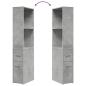 Preview: Badschrank Schmal mit Rollen Betongrau Holzwerkstoff