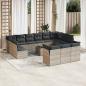 Preview: ARDEBO.de - 14-tlg. Garten-Sofagarnitur mit Kissen Hellgrau Poly Rattan