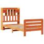 Preview: Massivholzbett mit Regal ohne Matratze Wachsbraun 75x190 cm