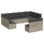 Preview: 11-tlg. Garten-Sofagarnitur mit Kissen Hellgrau Poly Rattan
