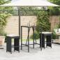Preview: ARDEBO.de - Garten-Barhocker mit Kissen 2 Stk. Schwarz Poly Rattan