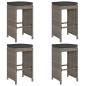 Preview: Garten-Barhocker mit Kissen 4 Stk. Grau Poly Rattan